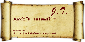 Jurák Talamér névjegykártya